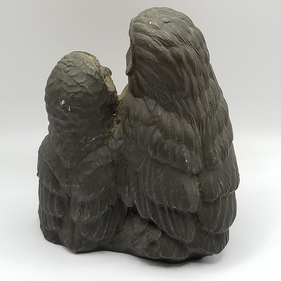 Vintage Owl Collection Otagiri Stoneware Bronze Pair Cryptomeria Wood Figurine - Picture 8 of 16